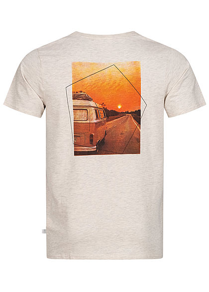 Hailys Herren T-Shirt Next Adventure Van Print Rückseite off weiss beige melange