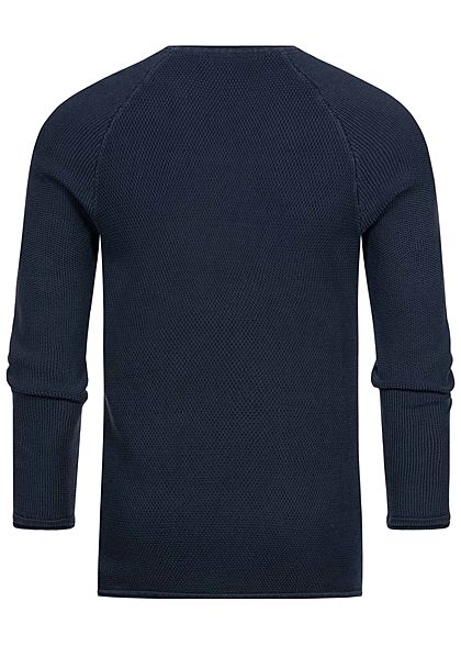Hailys Herren Struktur Sweater Pullover navy blau