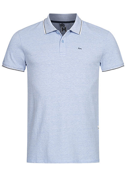 Hailys Herren Basic Polo Shirt mit Kragen marl hell blau