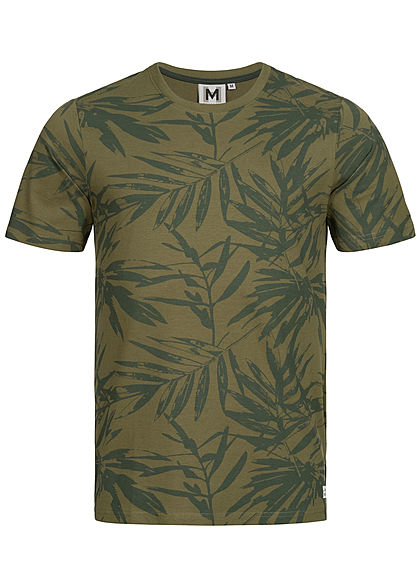 Hailys Herren Basic T-Shirt Tropical Print khaki grn