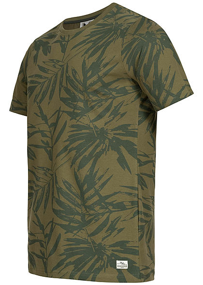 Hailys Herren Basic T-Shirt Tropical Print khaki grün