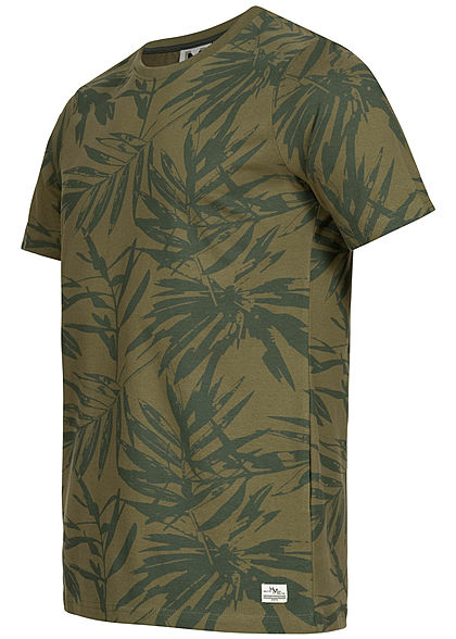 Hailys Herren Basic T-Shirt Tropical Print khaki grn