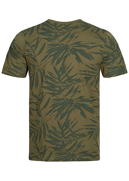 Hailys Herren Basic T-Shirt Tropical Print khaki grn