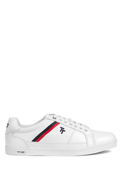 Tom Tailor Herren Schuh Kunstleder Sneaker Streifen zum schnüren weiss rot schwarz