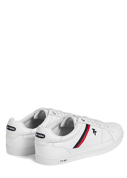 Tom Tailor Herren Schuh Kunstleder Sneaker Streifen zum schnüren weiss rot schwarz