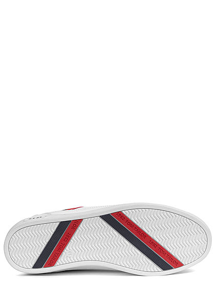 Tom Tailor Herren Schuh Kunstleder Sneaker Streifen zum schnüren weiss rot schwarz