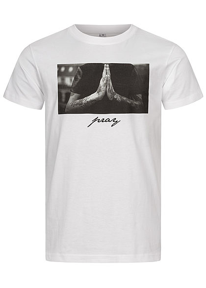 Mister Tee Herren T-Shirt Pray Hand Print weiss - Art.-Nr.: 21020834