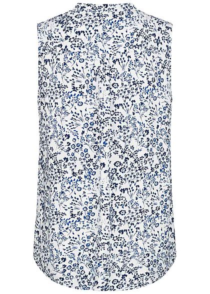 Tom Tailor Damen Viskose Blusen Top Blumen Muster Henleyausschnitt off weiss