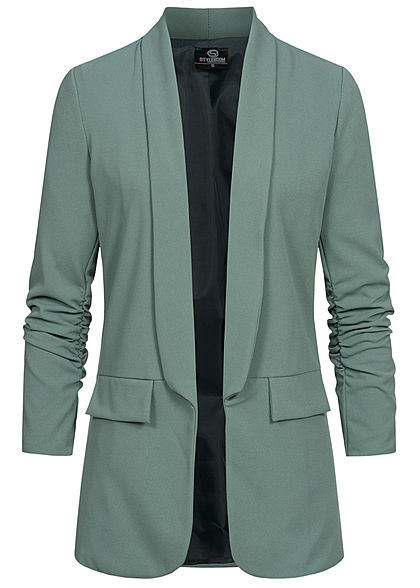 Styleboom Fashion Dames 3/4 Longform Blazer chinois groen