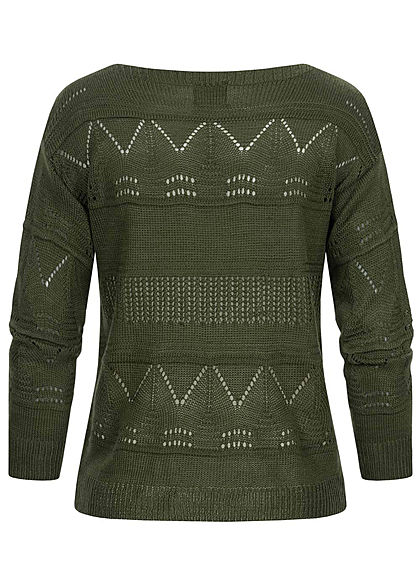 Styleboom Fashion Dames gebreide Trui khaki groen