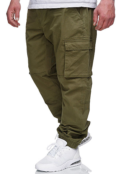ONLY & SONS Herren Cargohose 6-Pockets Bündchen am Beinabschluss night oliv grün