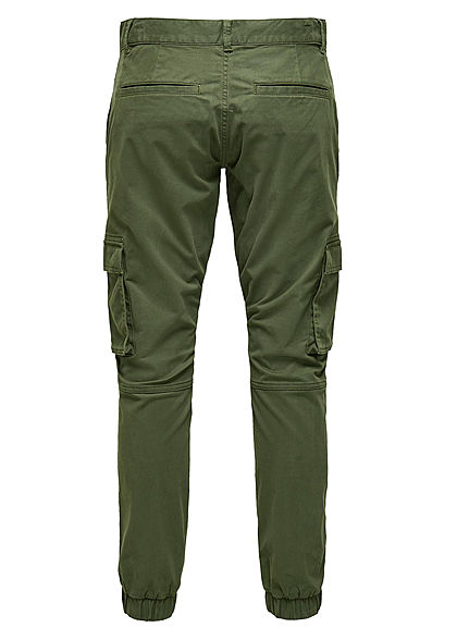 ONLY & SONS Herren Cargohose 6-Pockets Bündchen am Beinabschluss night oliv grün