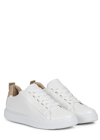 Hailys Dames Schoen Sneaker 2-Tone Velours Look wit beige