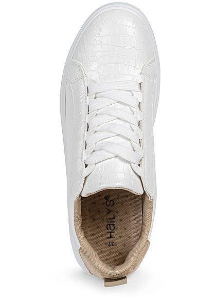 Hailys Dames Schoen Sneaker 2-Tone Velours Look wit beige