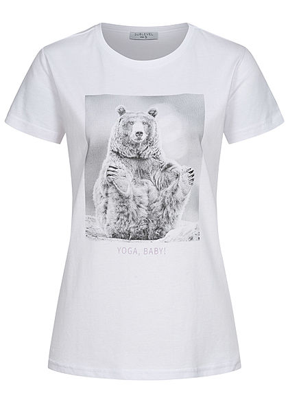 Sublevel Dames Basic T-Shirt Yoga Baby Print wit