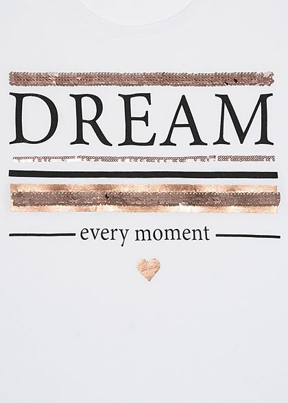 Sublevel Dames T-Shirt Dream Print wit roze