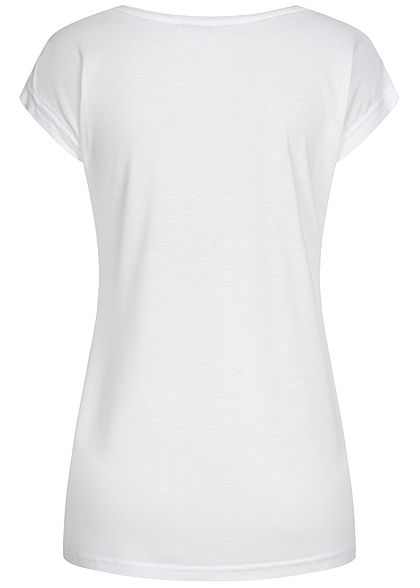 Sublevel Damen T-Shirt Bonjour Print Pailletten weiss rot