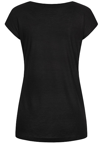 Sublevel Damen T-Shirt Bonjour mon Amour Print Pailletten schwarz weiss rot