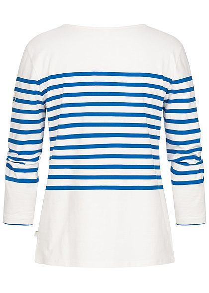 Tom Tailor Damen 3/4-Arm Longsleeve Pullover Streifen Muster weiss blau