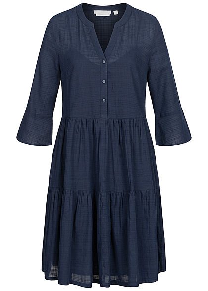 Tom Tailor Damen 3/4 Arm Stufen Kleid sky captain navy blau