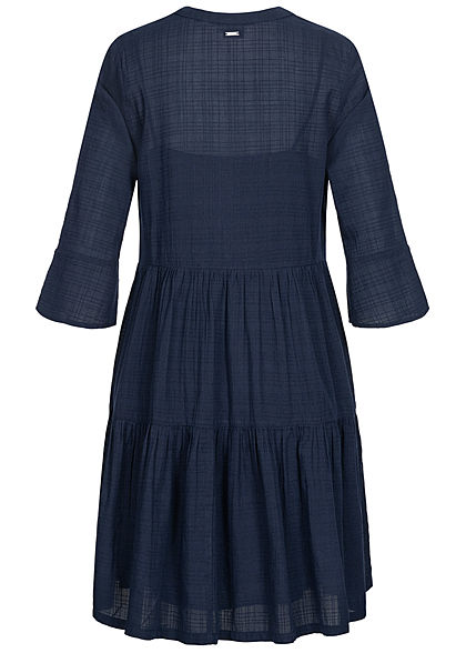 Tom Tailor Damen 3/4 Arm Stufen Kleid sky captain navy blau