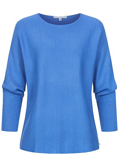 Tom Tailor Damen Ribbed Fledermausarm Pullover mid blau