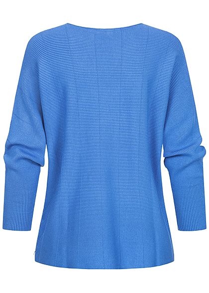 Tom Tailor Damen Ribbed Fledermausarm Pullover mid blau
