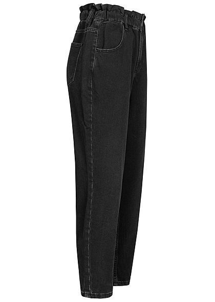 ONLY Damen Elastische Ankle Jeans Hose Hight-Waist Gumminbund schwarz denim