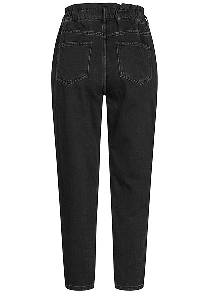 ONLY Damen Elastische Ankle Jeans Hose Hight-Waist Gumminbund schwarz denim