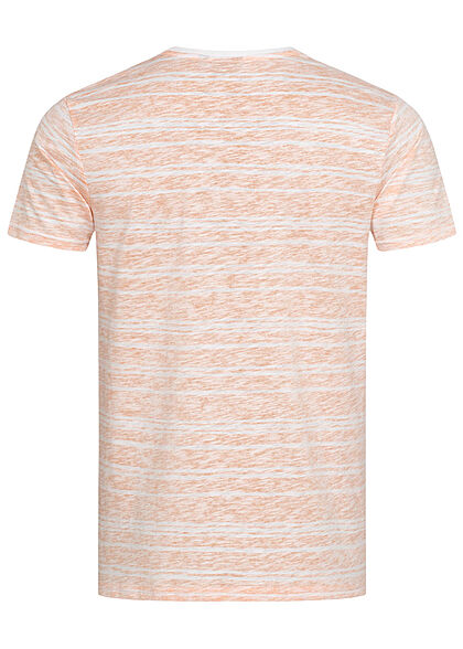 Eight2Nine Herren Struktur T-Shirt mit Streifen Muster Inside Print sunset peach