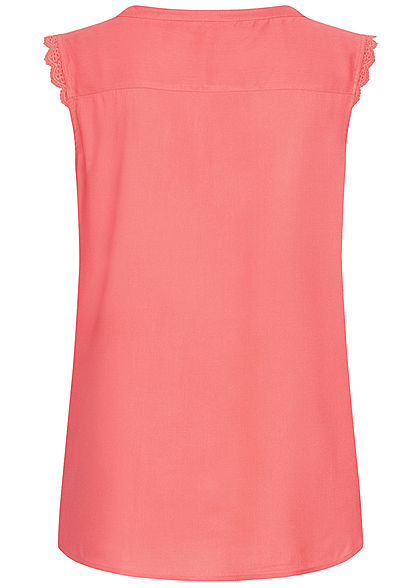 ONLY Dames NOOS Blouse met V-hals met gehaakte rand donker roze