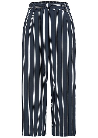 ONLY Dames NOOS Broek met 2 zakken geweven stof strepen donkerblauw