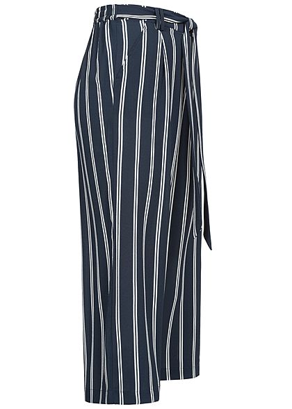 ONLY Dames NOOS Broek met 2 zakken geweven stof strepen donkerblauw