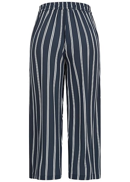 ONLY Dames NOOS Broek met 2 zakken geweven stof strepen donkerblauw