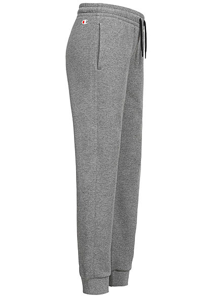 Champion Kids Sweatpants Jogginghose 2-Pockets Logo Patch seitlich grau schwarz