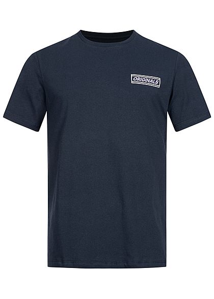 Jack and Jones Herren T-Shirt Logo Print vorne & hinten navy blazer blau