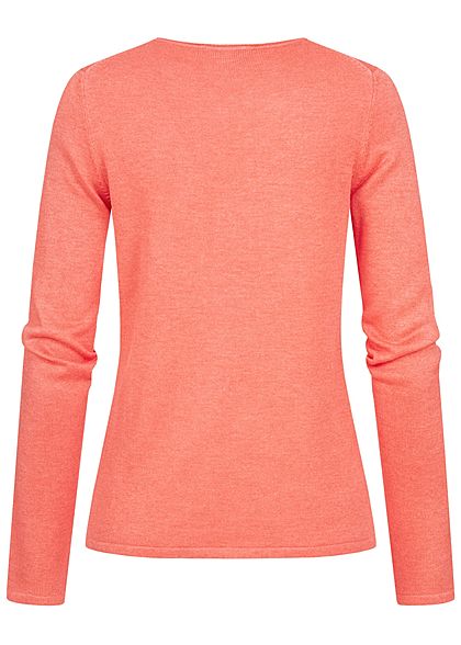 Tom Tailor Dames Basic V-Neck Longsleeve strong peach oranje