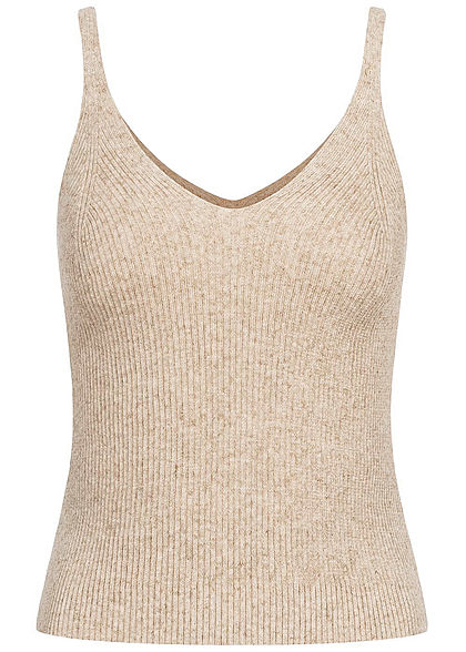 ONLY Dames NOOS V-Neck Ribbed Top pumice stone beige