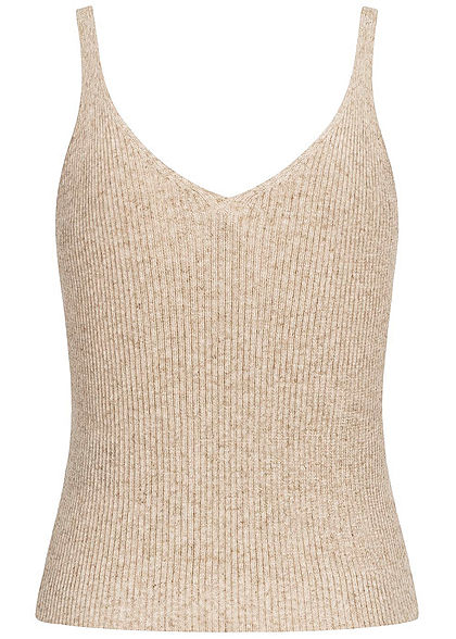 ONLY Dames NOOS V-Neck Ribbed Top pumice stone beige