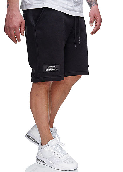 Brave Soul Herren Sweat Shorts 3-Pockets und Zipper Tasche jet schwarz