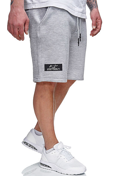 Brave Soul Herren Sweat Shorts 3-Pockets und Zipper Tasche marl hell grau