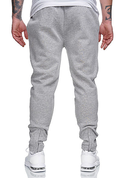 Brave Soul Herren Sweat Pants Skinny Jogger Stoffhose 2-Pockets marl hell grau