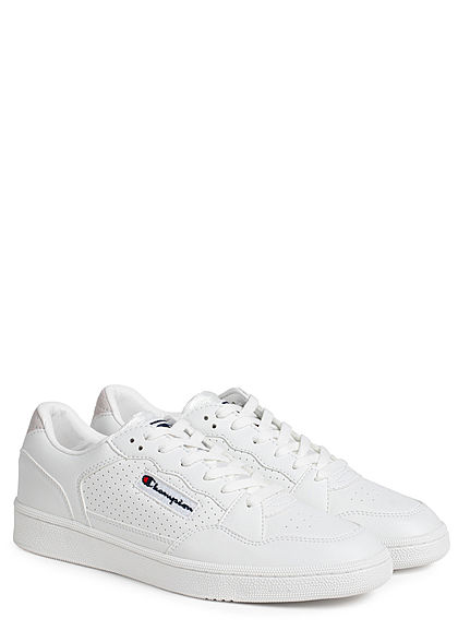 Champion Herren Schuh Low Cut Sneaker mit Logo seitl. zum schnüren unicolor weiss