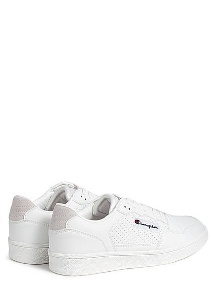 Champion Herren Schuh Low Cut Sneaker mit Logo seitl. zum schnüren unicolor weiss