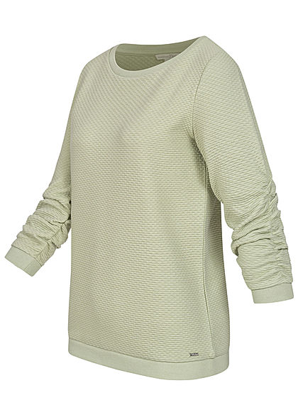 Tom Tailor Damen 3/4 Arm Struktur Pullover Sweater dusty hell grün