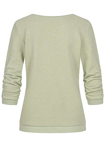 Tom Tailor Damen 3/4 Arm Struktur Pullover Sweater dusty hell grün