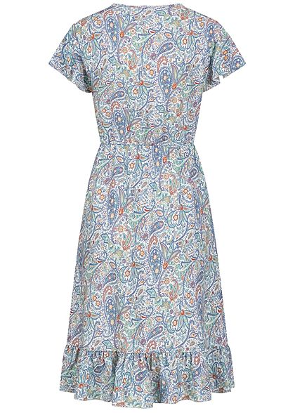 Hailys Dames V-Neck Jurk Paisley Print blauw