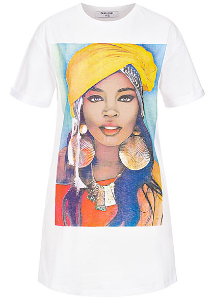 Sublevel Dames Longform T-Shirt Woman Print wit