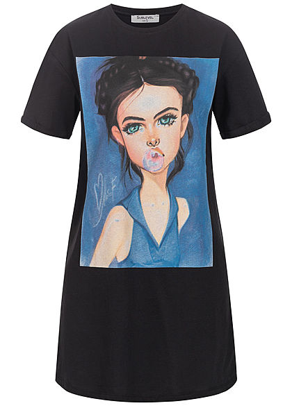 Sublevel Dames Longform T-Shirt Woman Print zwart