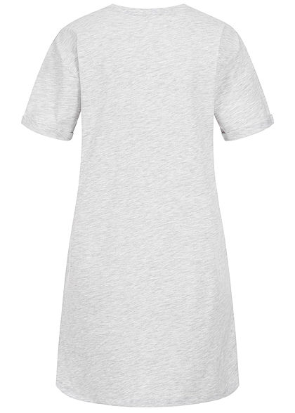 Sublevel Dames Longform T-Shirt Woman Print lichtgrijs melange